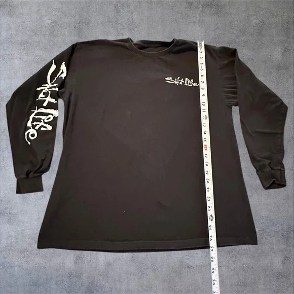 Salt Life Mens Large Black Long Sleeve Key West Skull Fish Hook Graphic T-Shirt - Picture 2 of 8